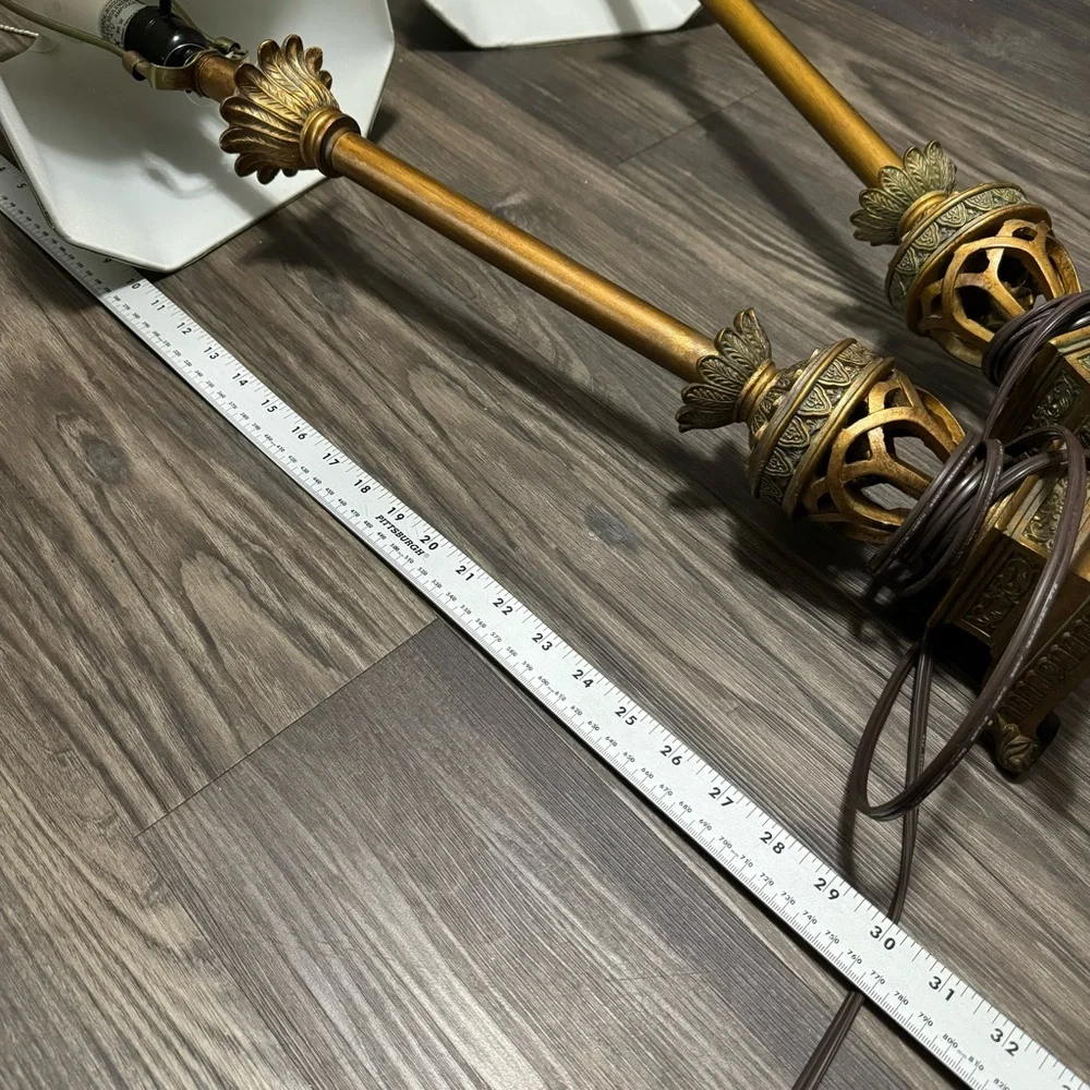 Vintage Elegant Gold and Cream Table Lamps